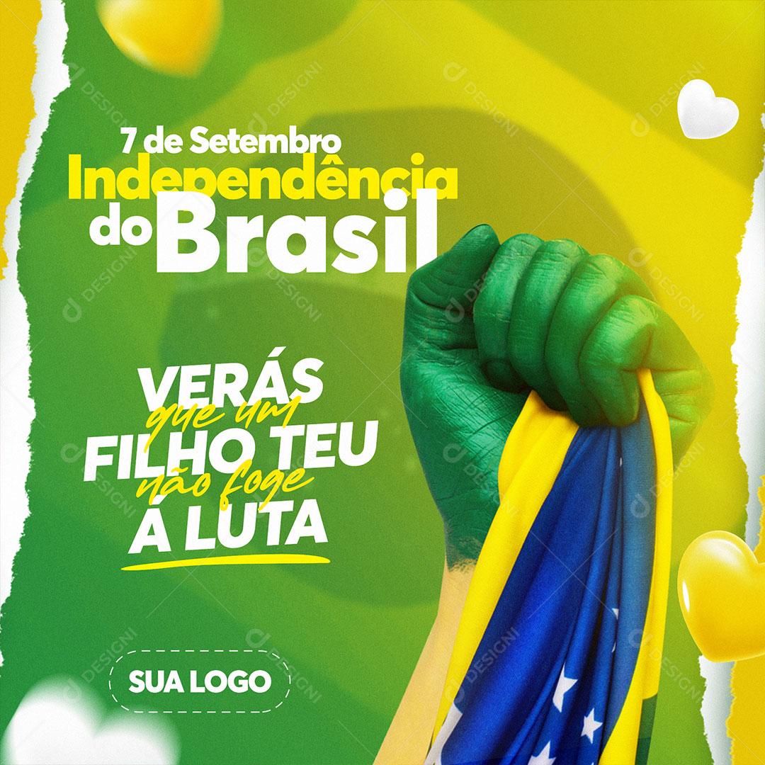 Post Feed Data Comemorativa 7 de Setembro Dia da Independência Social Media PSD Editável