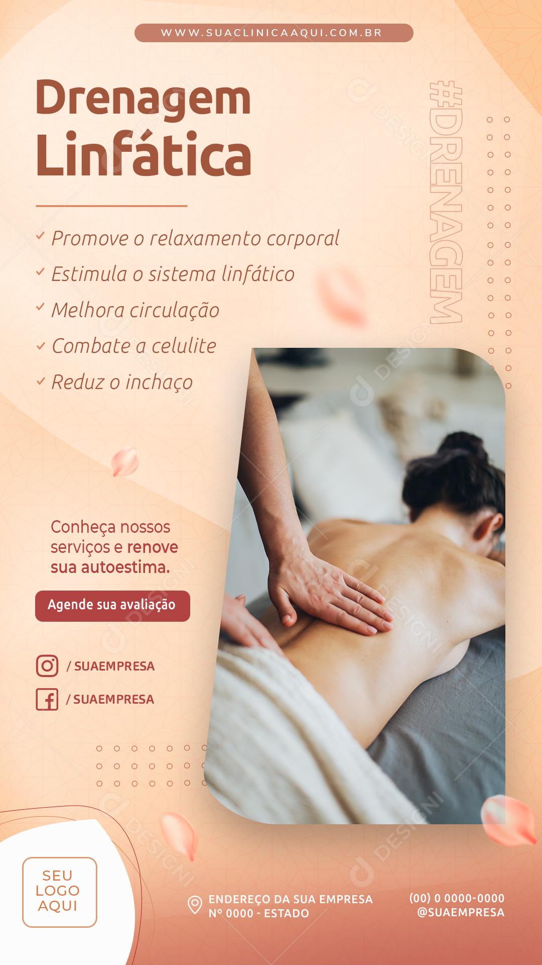 Story Drenagem Linfática Social Media PSD Editável