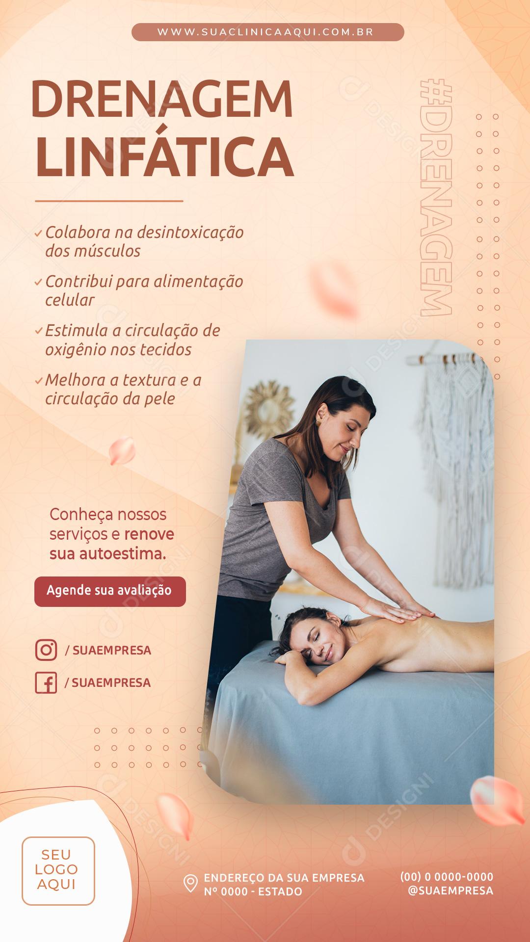 Story Drenagem Linfática Social Media PSD Editável