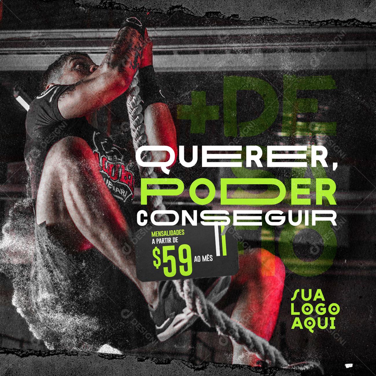 Post Feed Academia Querer Poder Conseguir Social Media PSD Editável