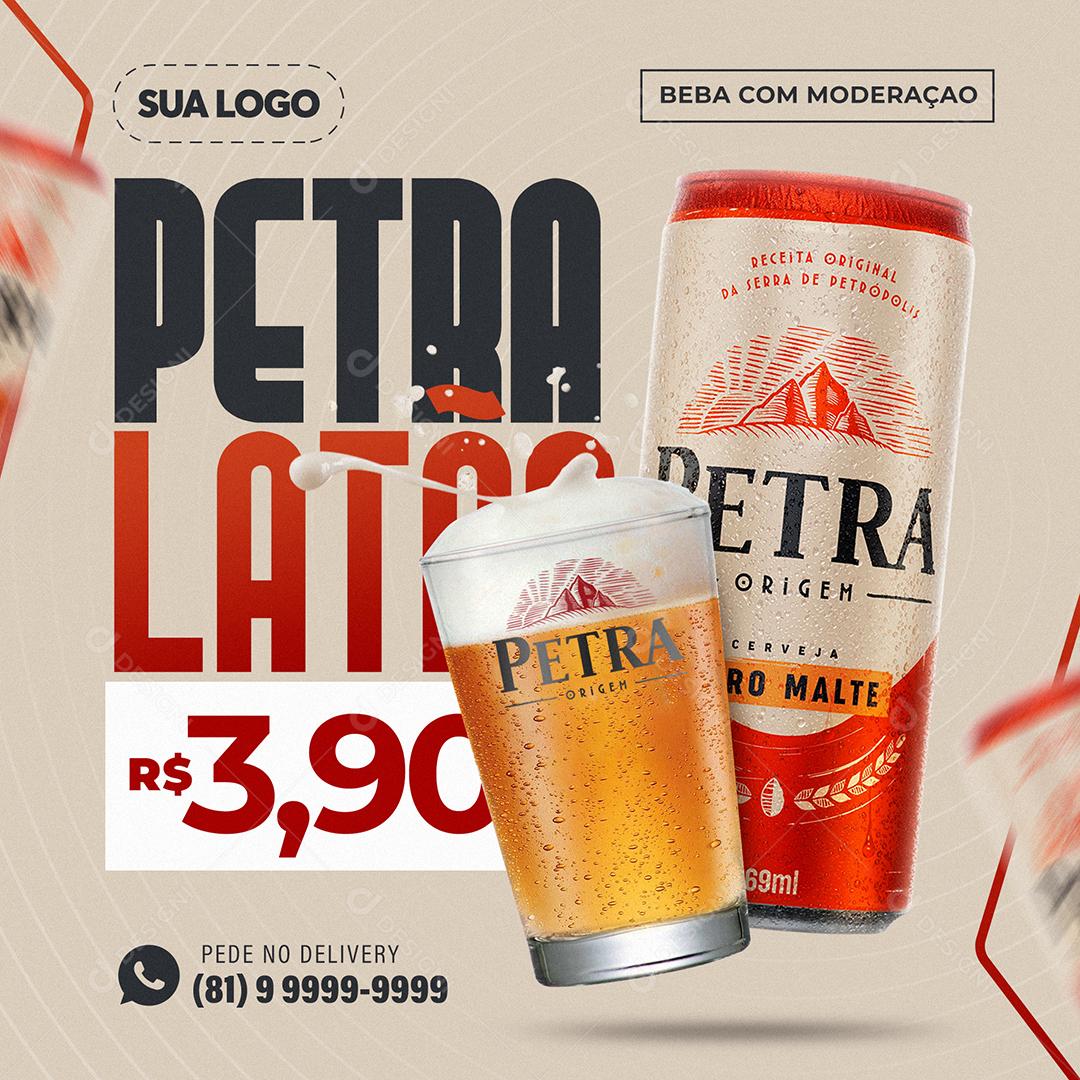 Post Feed Distribuidora Cerveja Petra Latão Social Media PSD Editável