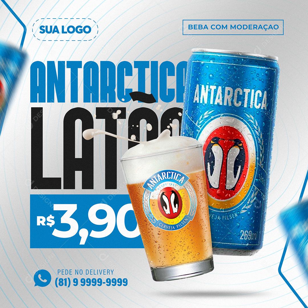 Post Feed Distribuidora Cerveja Antarctica Latão Social Media PSD Editável