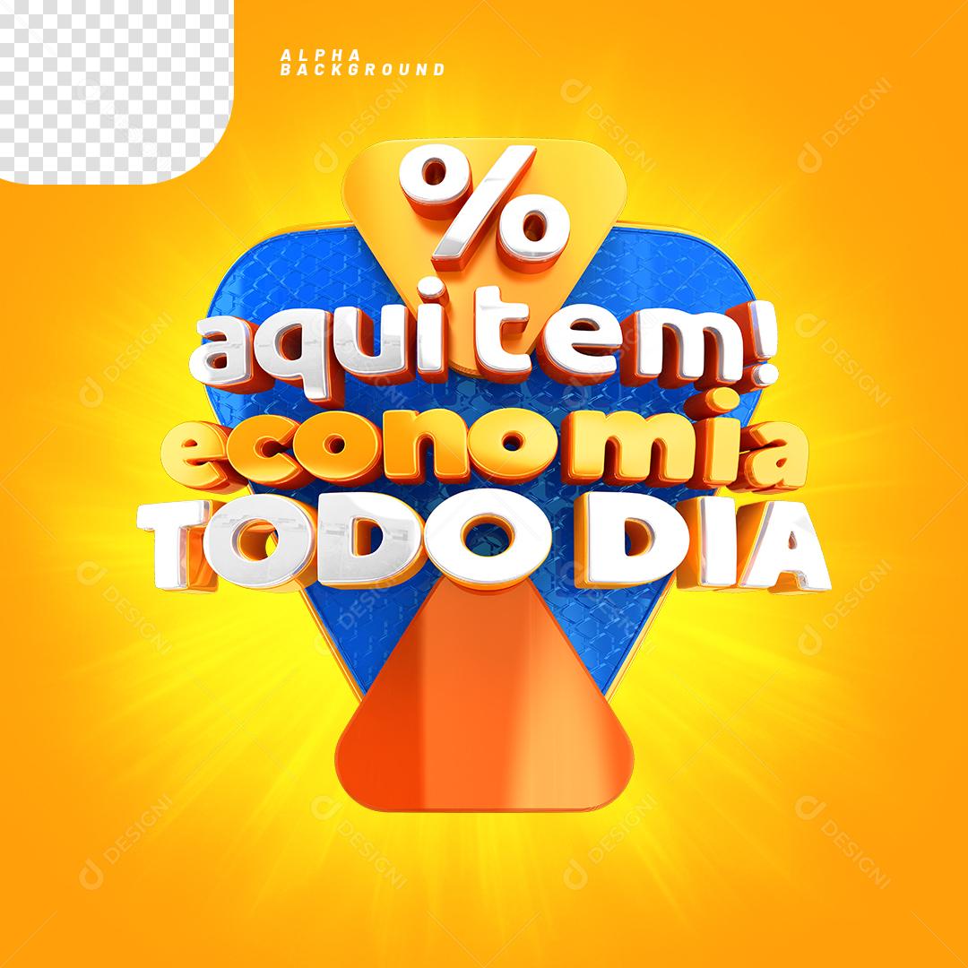 Aqui Tem Economia Todo Dia Selo 3D Para Composição PNG Transparente