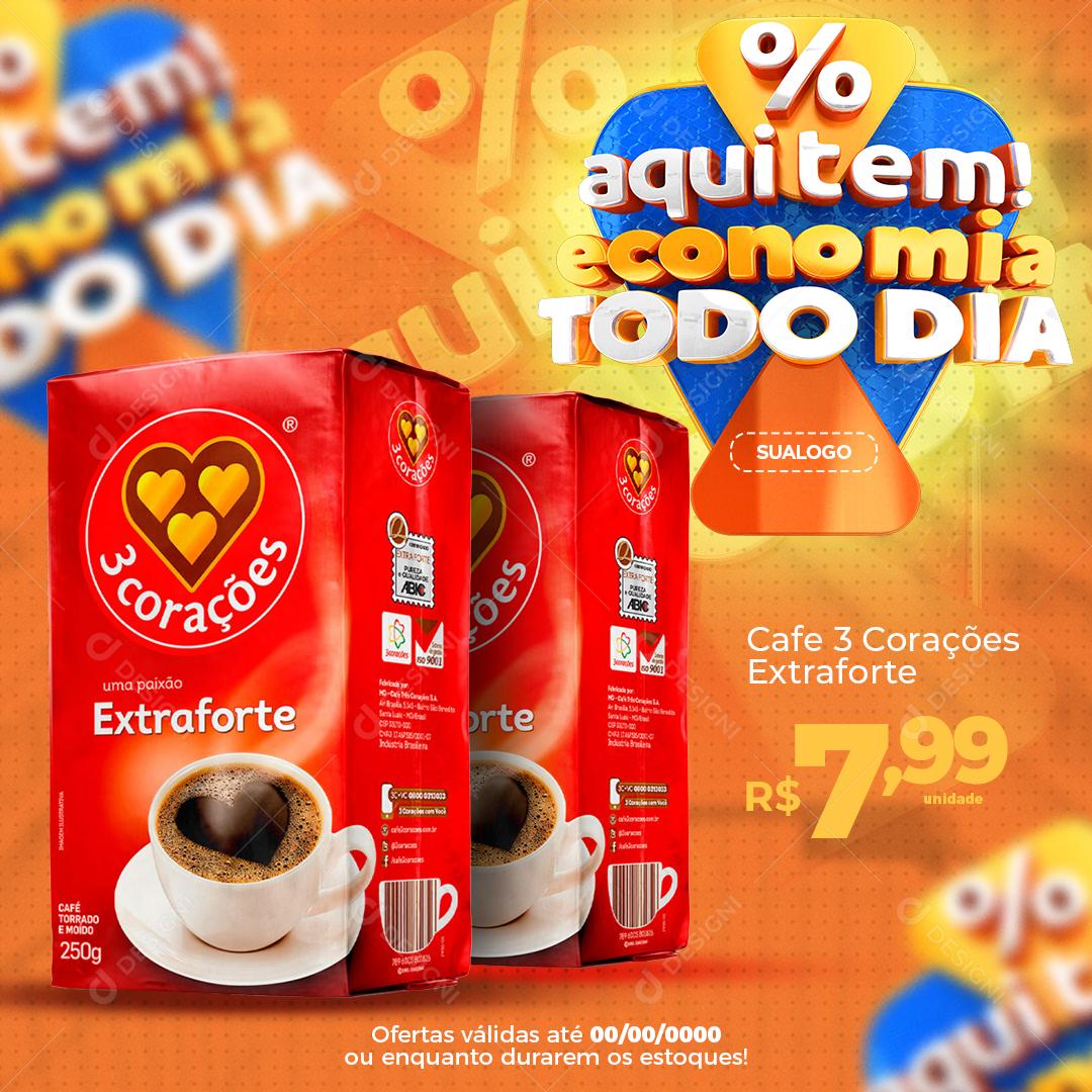 Post Feed Supermercado Aqui Tem Economia Todo Dia Produto Social Media PSD Editável