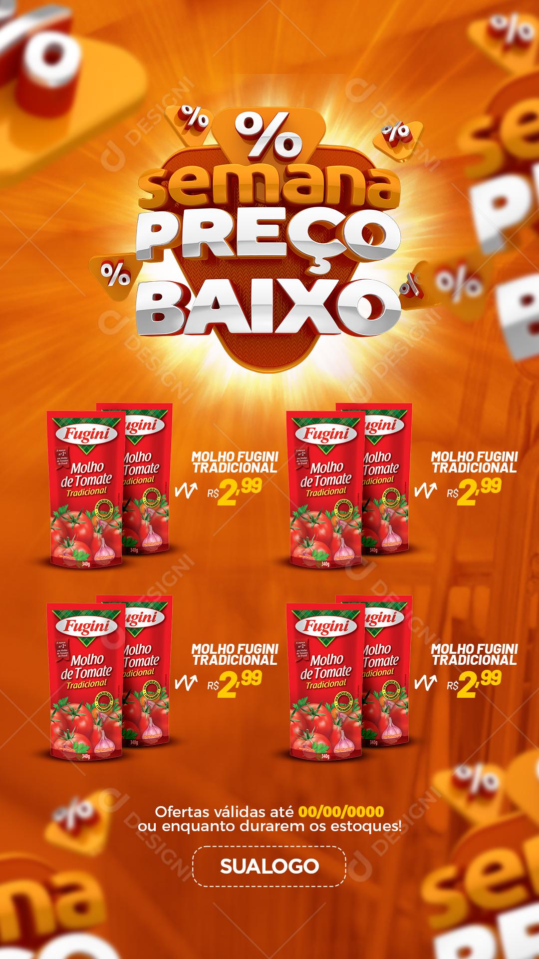 Post Encarte Supermercado Semana Preço Baixo Produtos Social Media PSD Editável