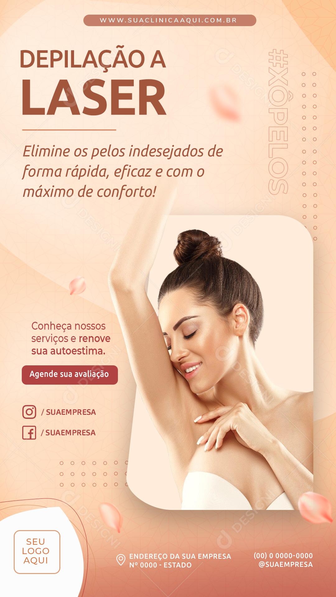 Post Story Depilação a Laser Elimine os Pelos Social Media PSD Editável