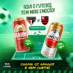 Post Feed Distribuidora Aqui o Futebol Tem Mais Emoção Cervejas Social Media PSD Editável