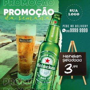 Post Feed Distribuidora Promoção da Semana Cerveja Heineken Social Media PSD Editável