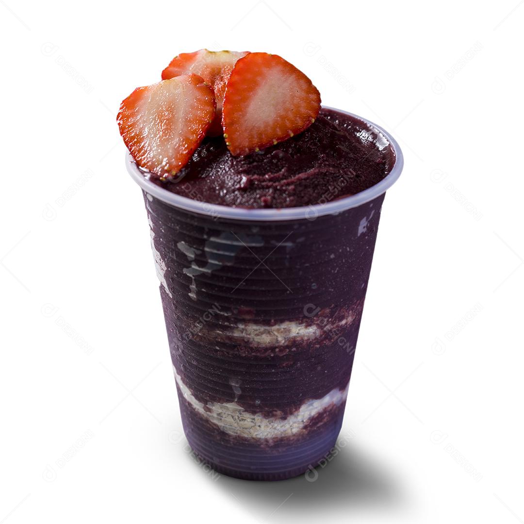 Copo Com Sorvete de Açaí e Morango Imagem JPG