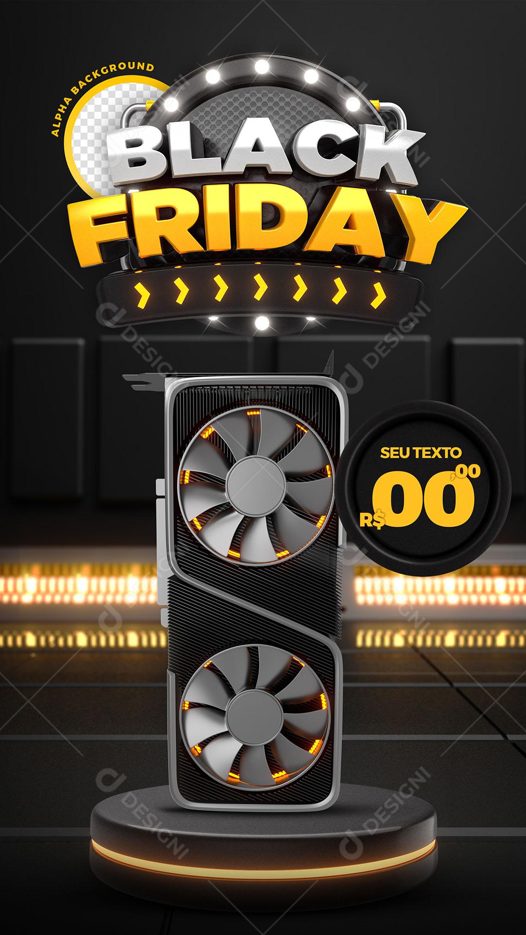 Post Story Black Friday Produto Placa de Vídeo Social Media PSD Editável