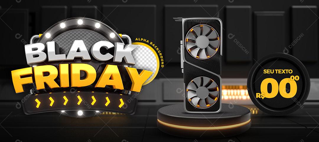 Post Banner Black Friday Produto Placa de Vídeo Social Media PSD Editável