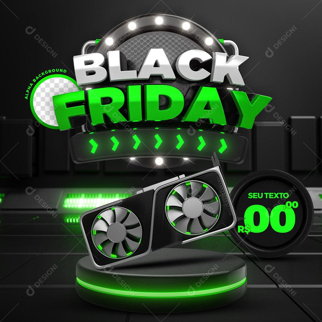 Post Feed Black Friday Produto Placa de Vídeo Social Media PSD Editável