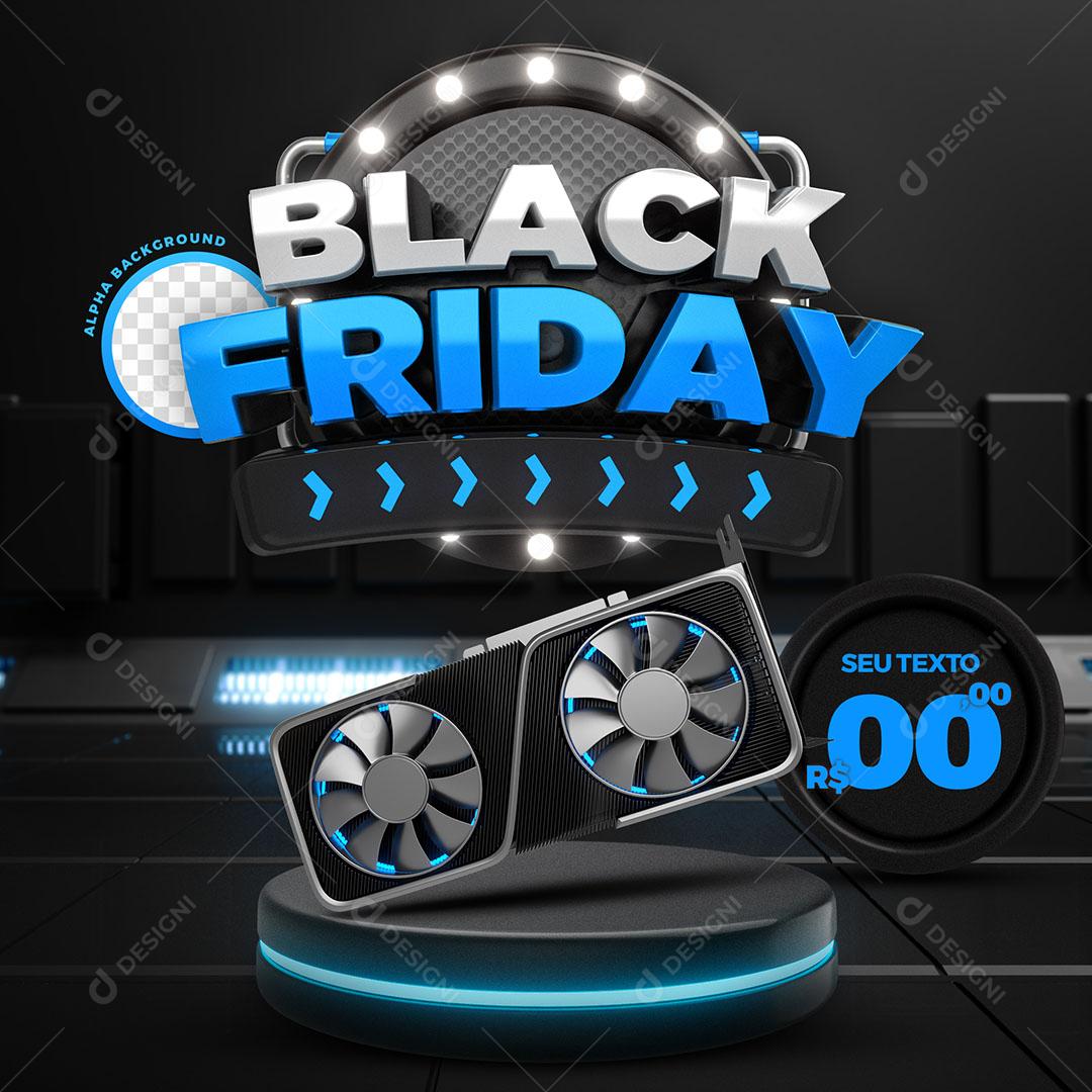 Post Feed Black Friday Produto Placa de Vídeo Social Media PSD Editável