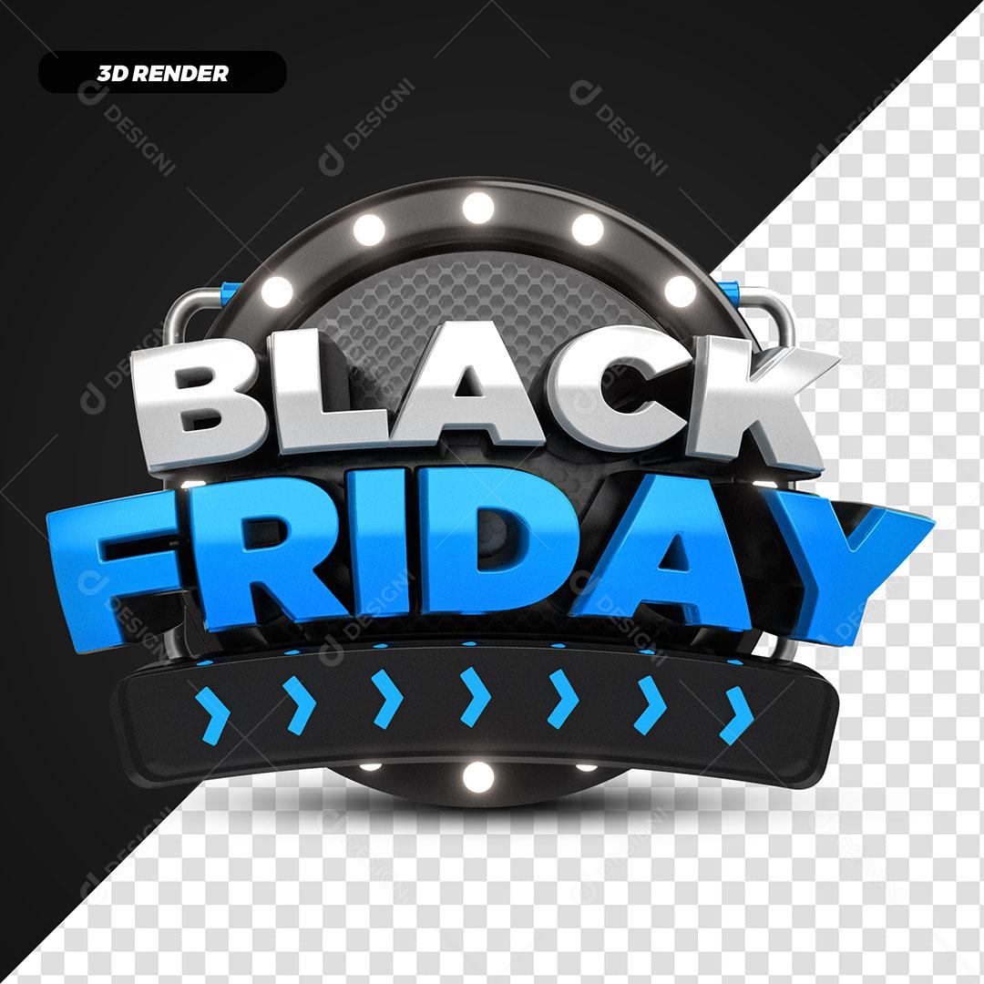 Black Friday Selo 3D Azul Para Composição PSD