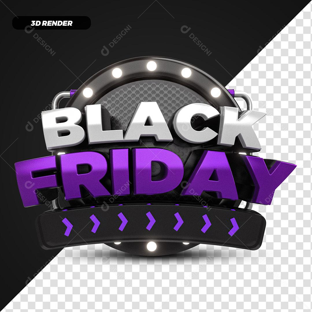 Black Friday Selo 3D Roxo Para Composição PSD