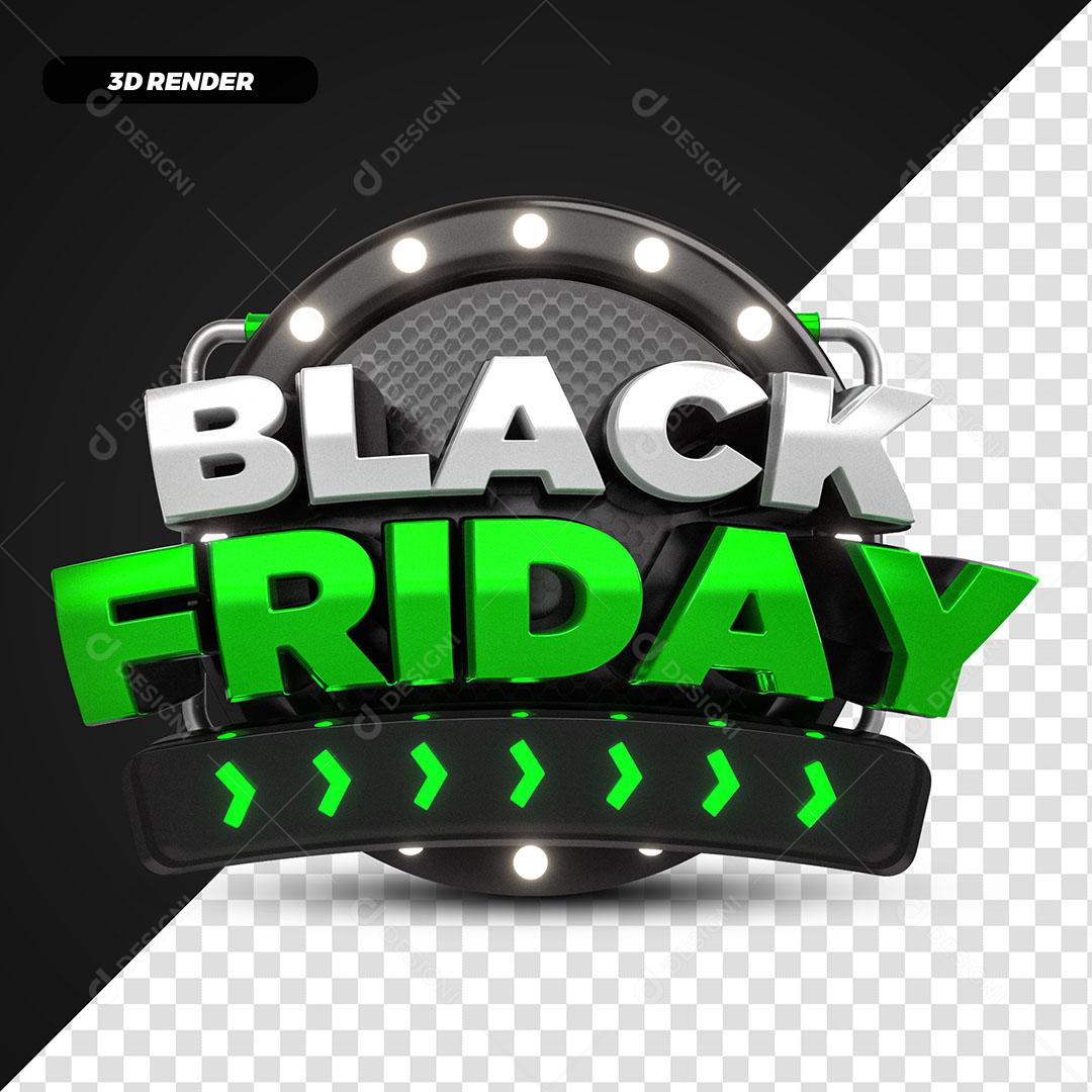 Black Friday Selo 3D Verde Para Composição PSD Editável