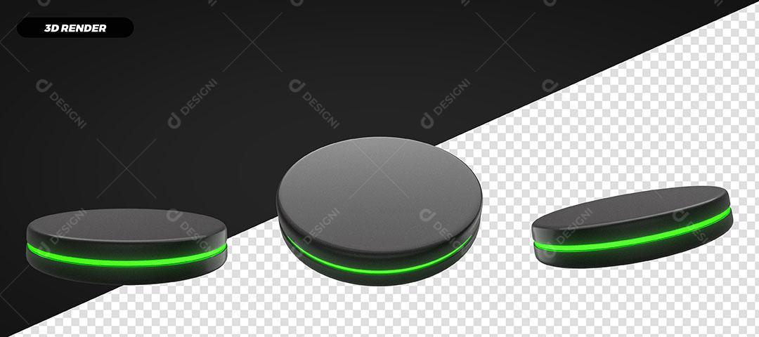 Pódios Verdes Elementos 3D Para Composição PSD