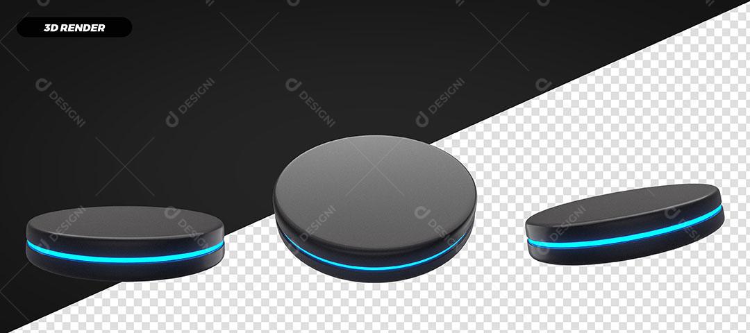 Pódios Azuis Elementos 3D Para Composição PSD
