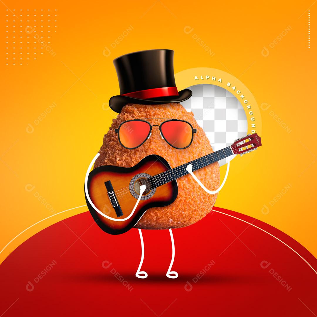 Emoji Coxinha With Guitar Element For Composition Editable PSD