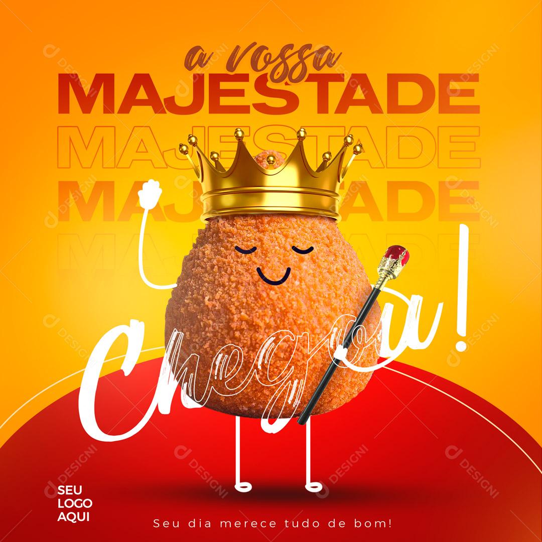 Post Feed Pastelaria Vossa Majestade Chegou Coxinha Social Media PSD Editável