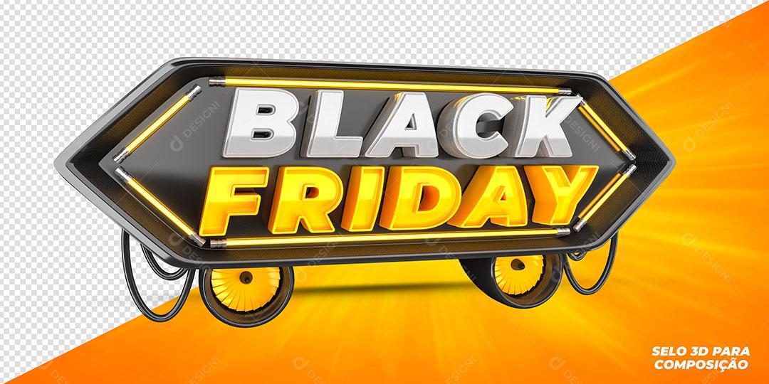 Black Friday Selo 3D Para Composição PSD
