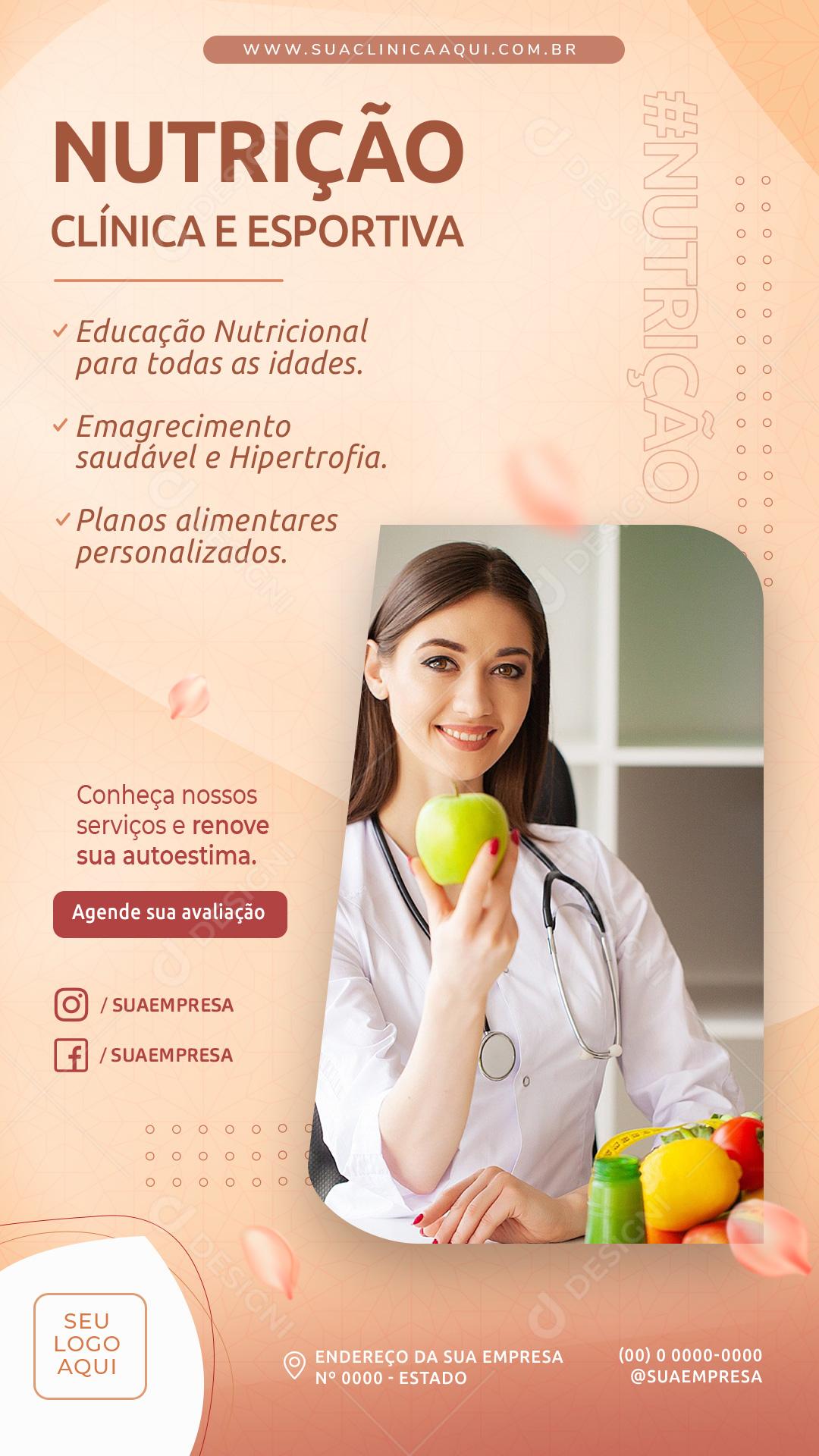 Nutrição Clínica e Esportiva Social Media PSD Editável