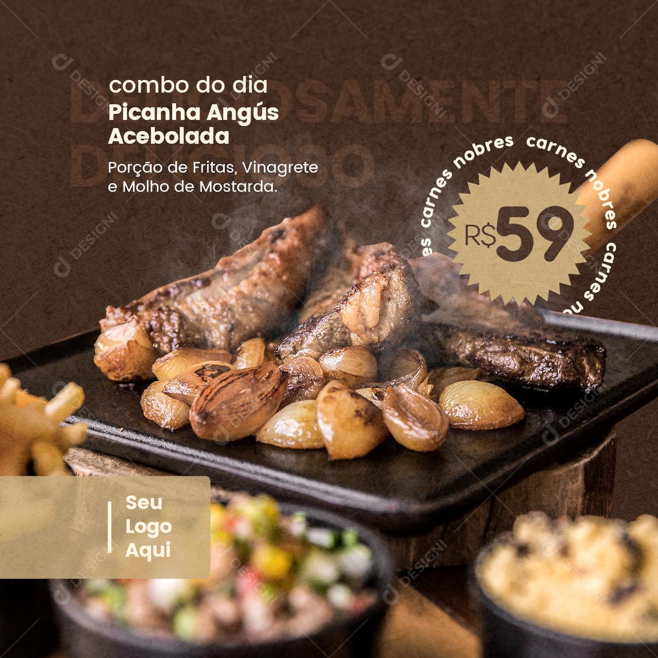 Combo Churrascaria Picanha Angús Acebolada Social Media PSD Editável