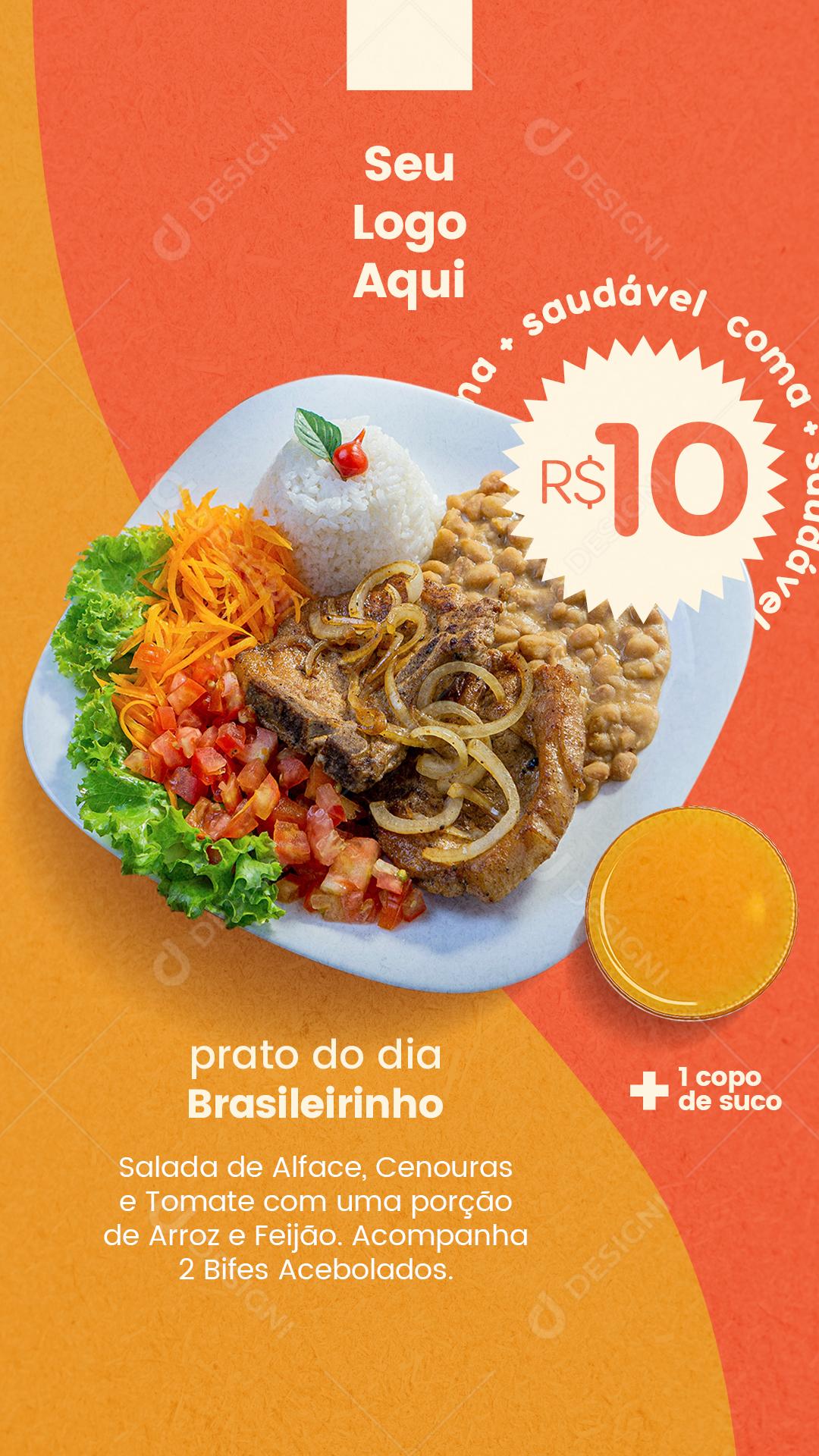 Prato do Dia Restaurante Stories Social Media PSD Editável