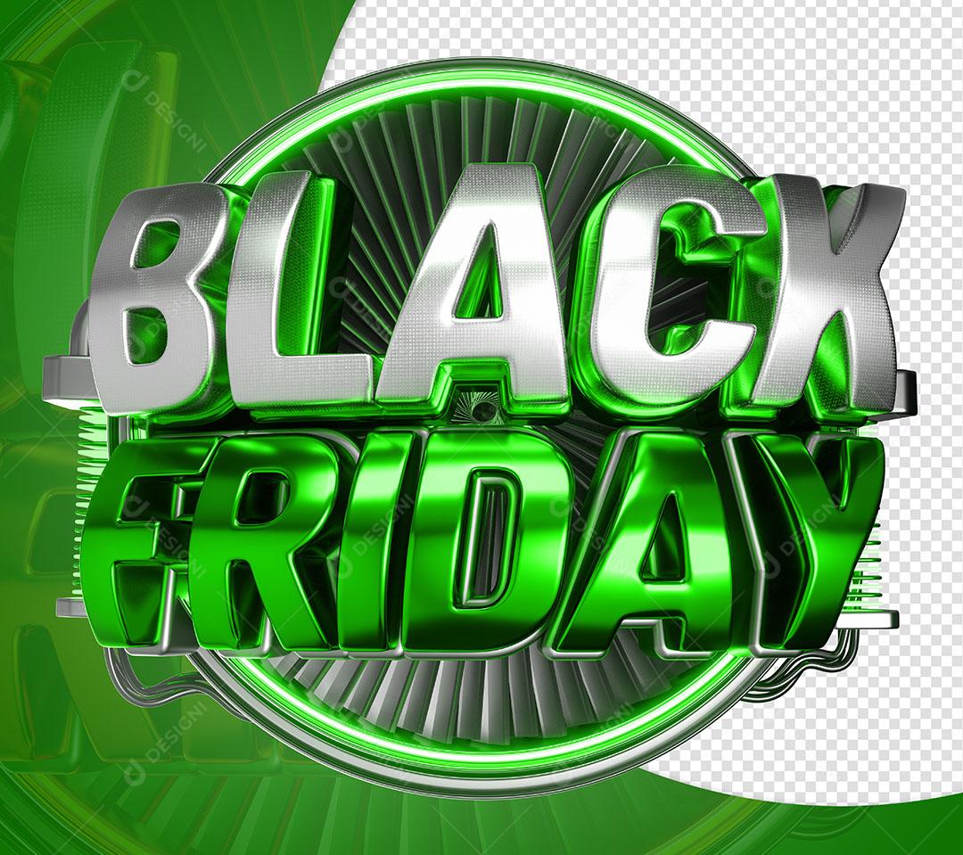Black Friday Selo 3D Verde Para Composição PSD