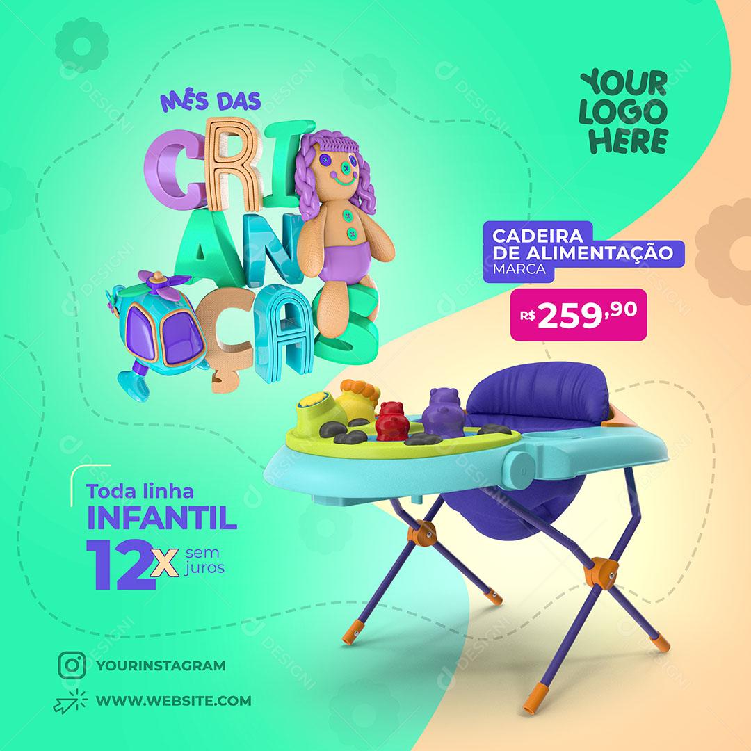 Post Feed Mês das Crianças Produto Cadeira de Alimentação