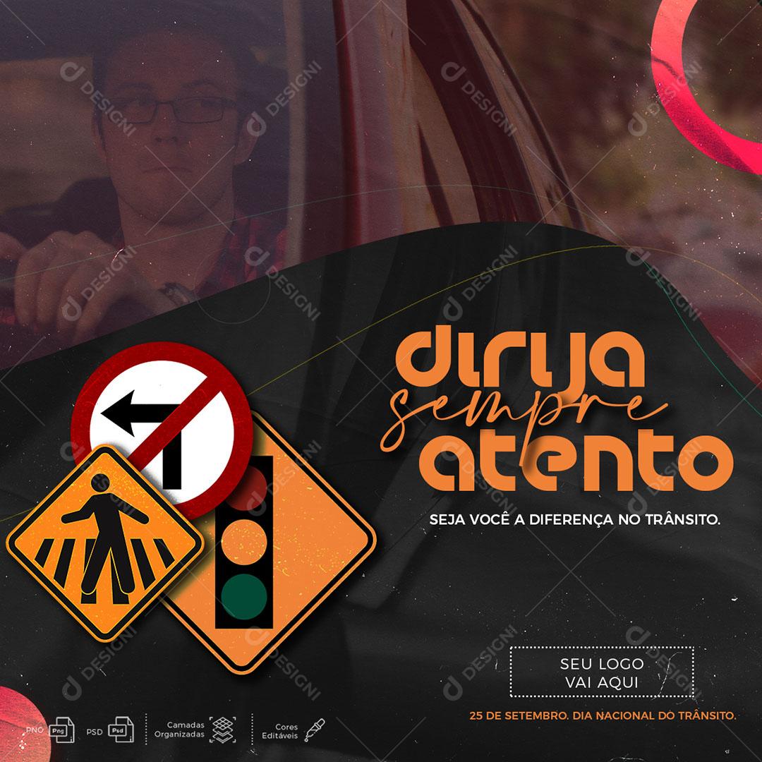 Post Feed Dirija Sempre Atento Social Media PSD Editável