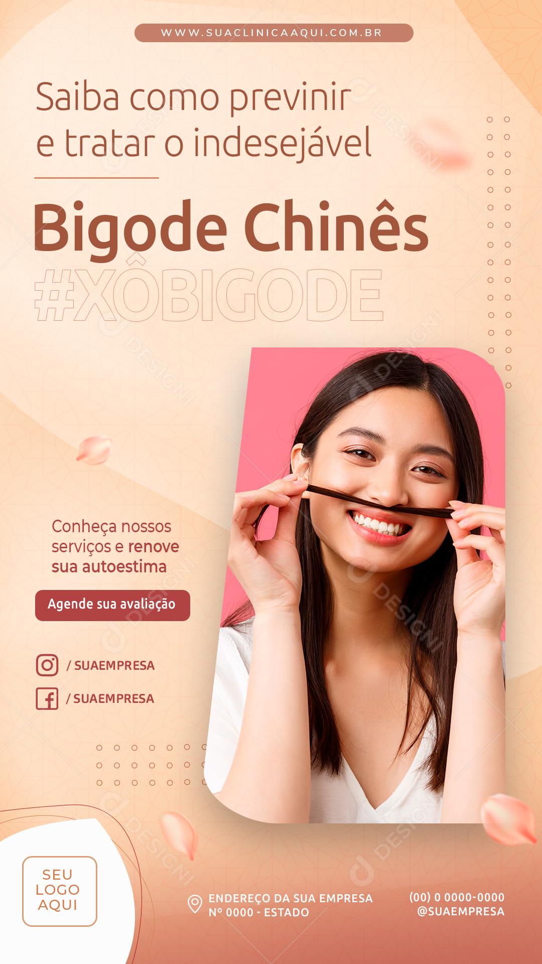 Post Story Clínica Bigode Chinês Saiba Como Previnir Social Media PSD Editável