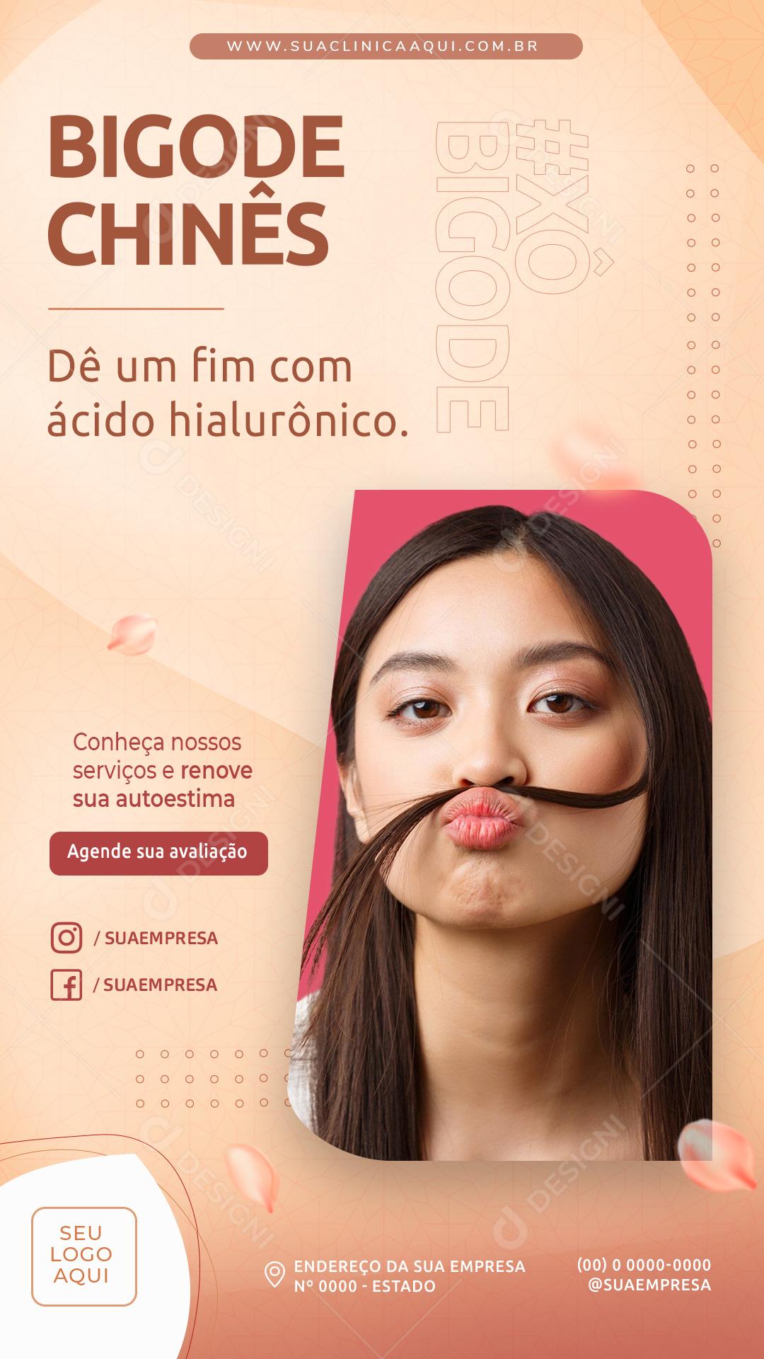 Post Story Clínica Bigode Chinês Social Media PSD Editável