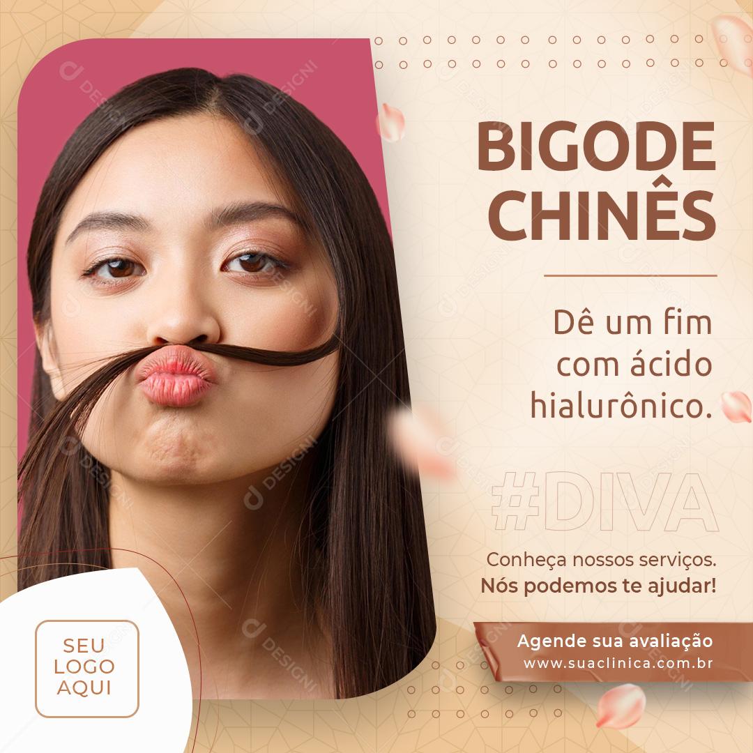 Post Feed Clínica Bigode Chinês Social Media PSD Editável