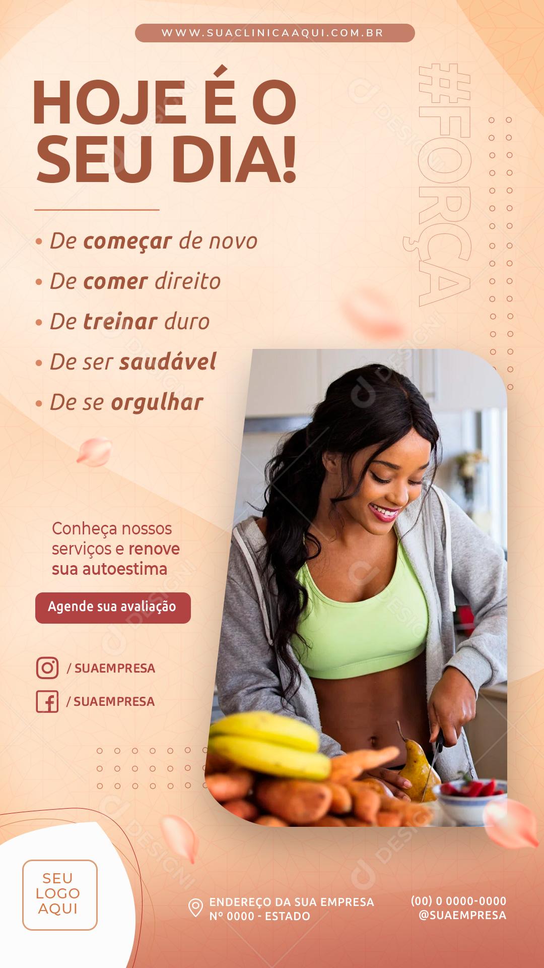 Post Story Nutricionista Hoje é o Seu Dia Social Media PSD Editável