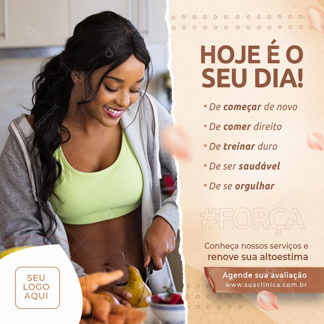 Post Feed Nutricionista Hoje é o Seu Dia Social Media PSD Editável