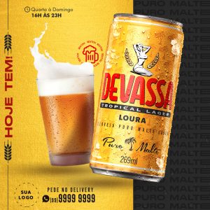 Post Feed Distribuidora Cerveja Devassa Social Media PSD Editável