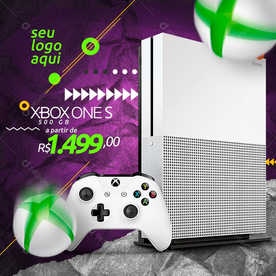 Console Xbox One S Social Media PSD Editável