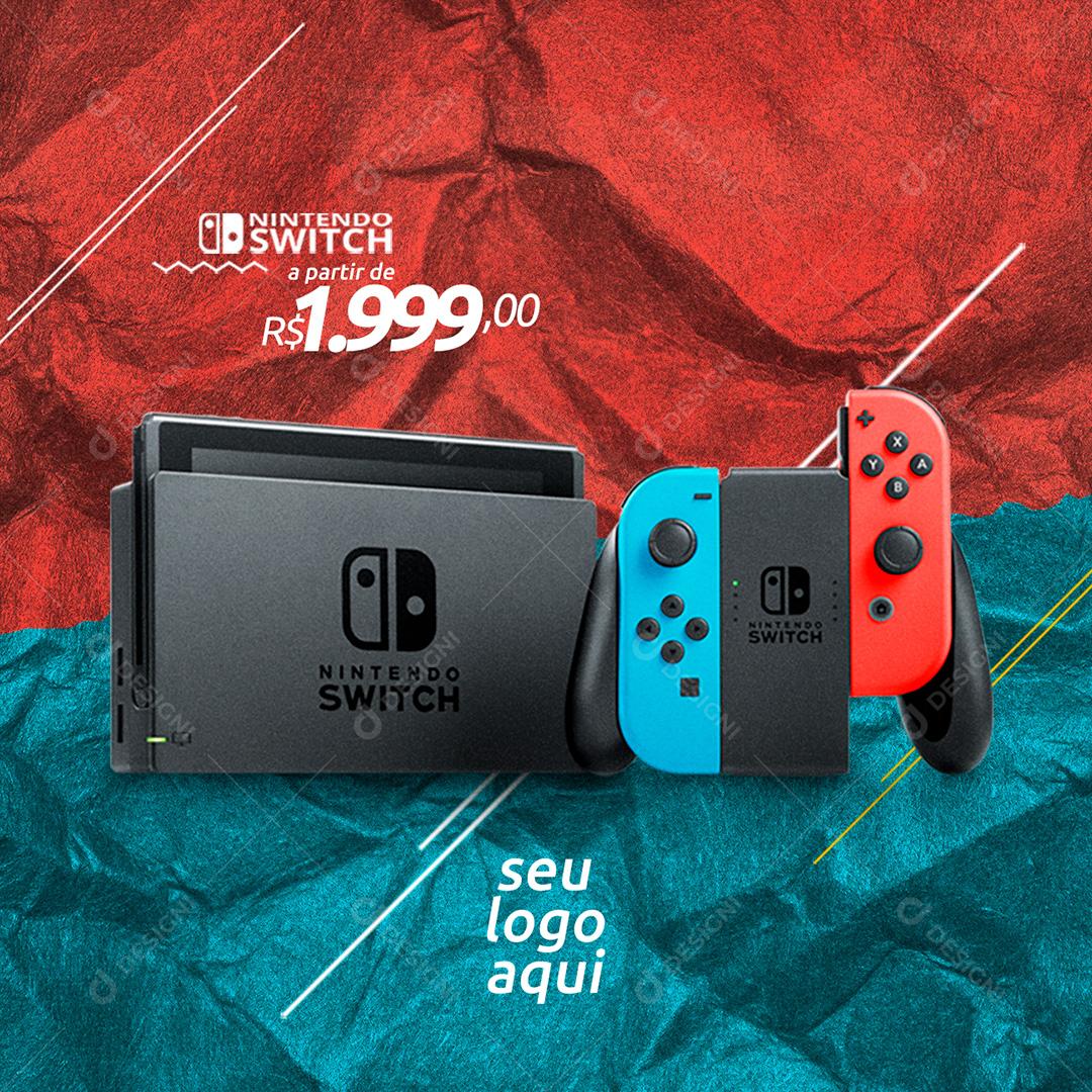 Console Nintendo Switch Social Media PSD Editável
