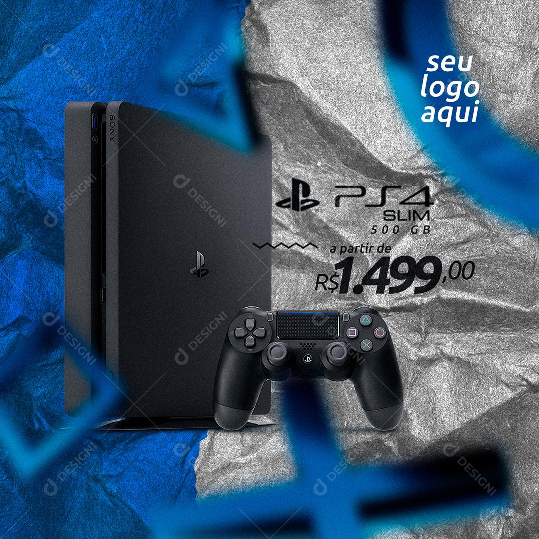Console PS4 Slim Social Media PSD Editável
