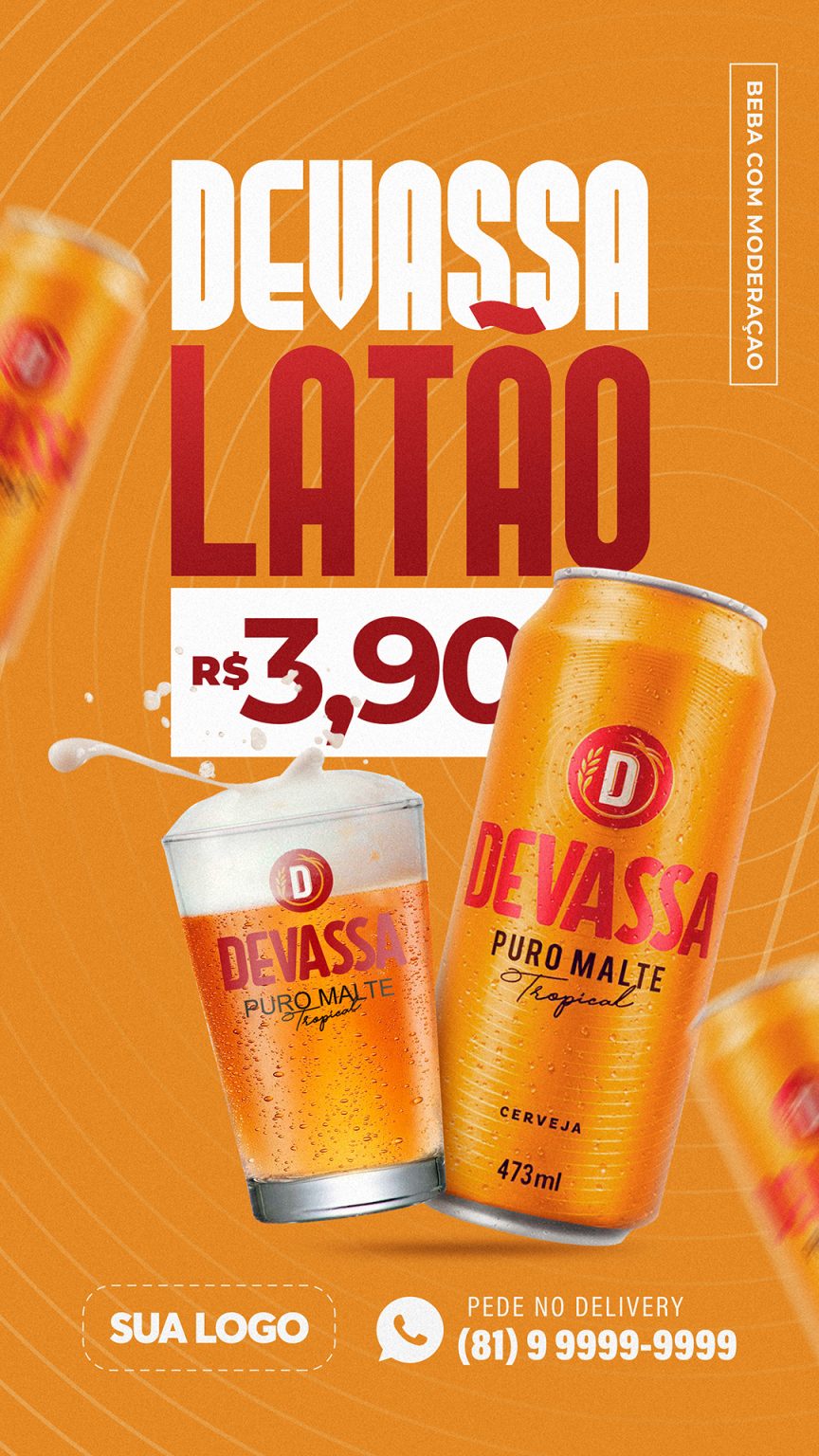 Post Story Distribuidora Cerveja Devassa Latão Social Media PSD Editável