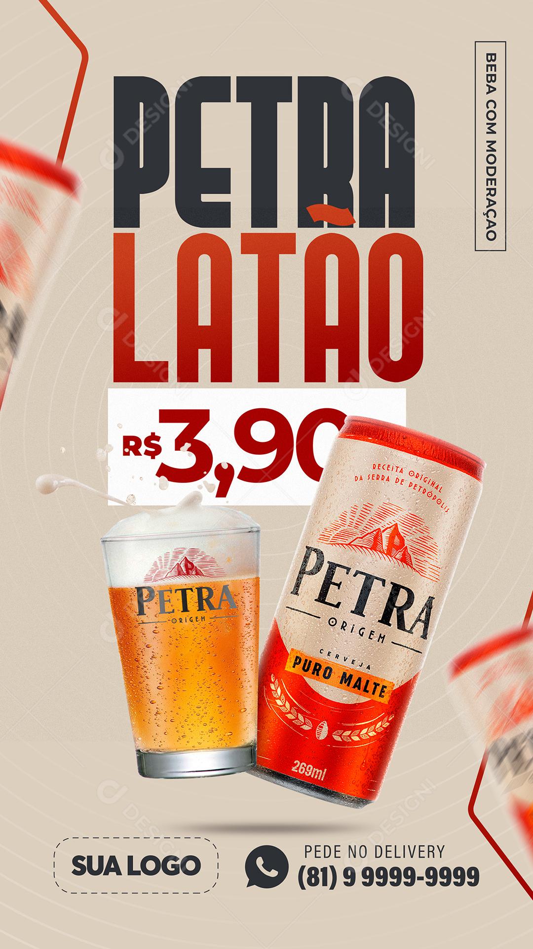 Post Story Distribuidora Cerveja Petra Latão Social Media PSD Editável