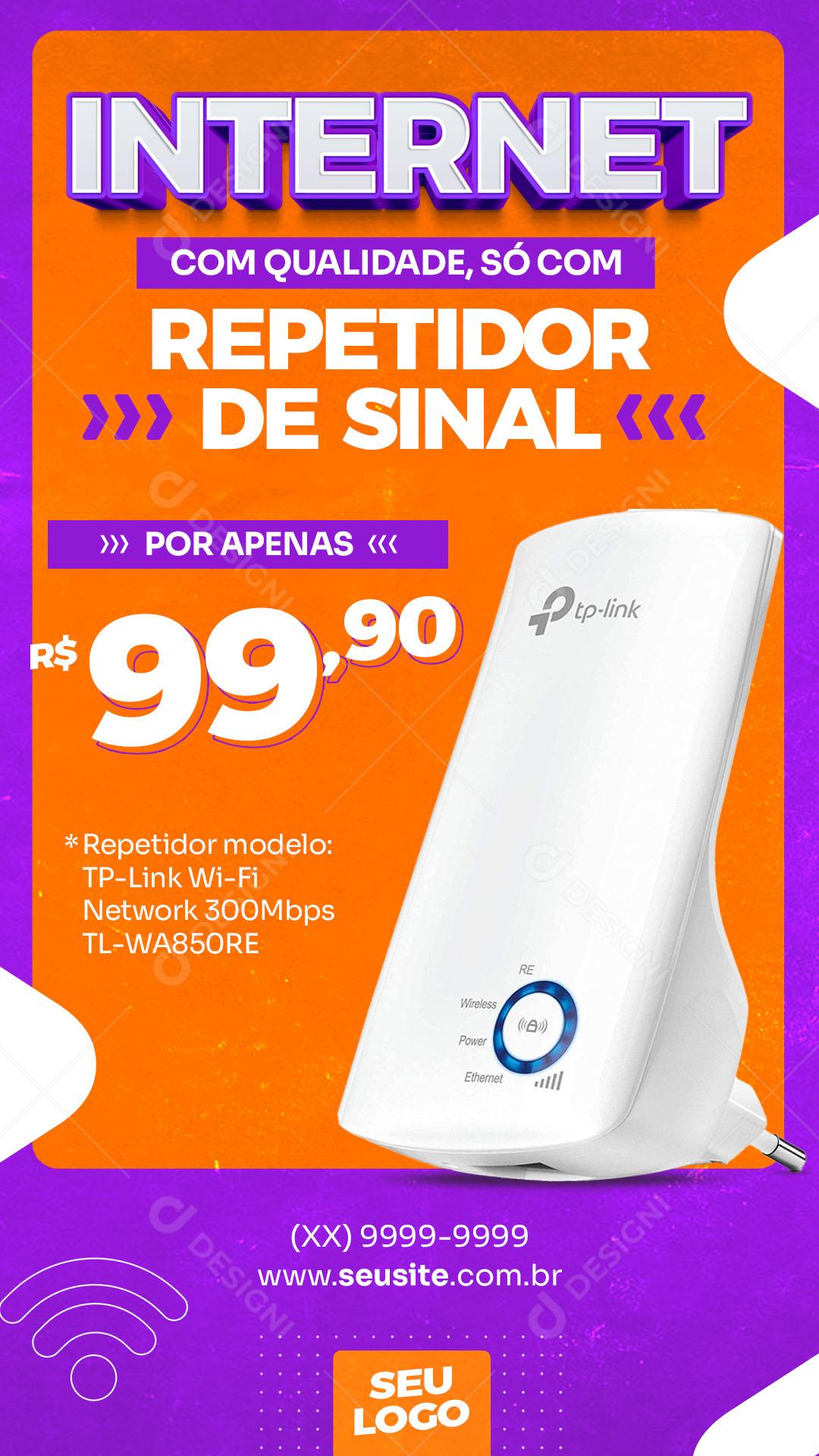 Post Story Internet Produto Repetidor de Sinal Social Media PSD Editável