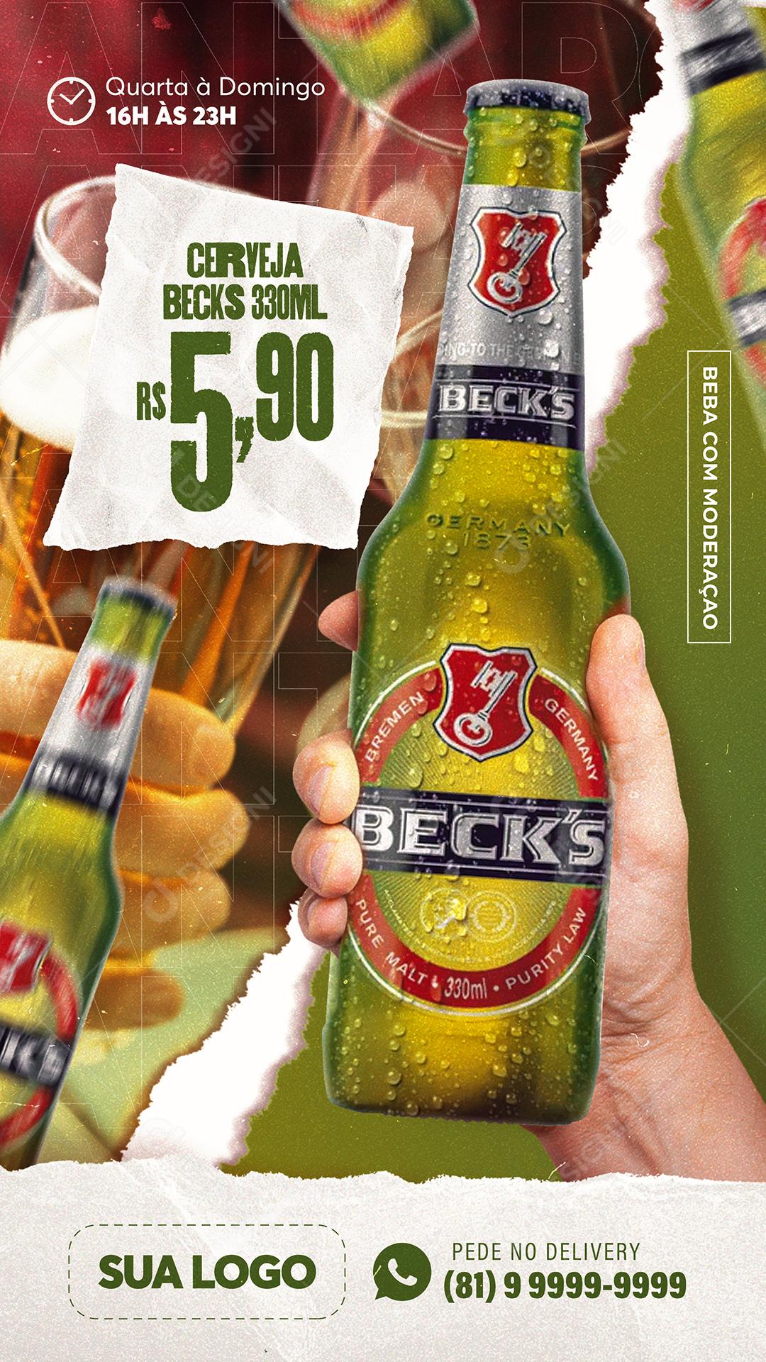 Post Story Distribuidora Cerveja Beck´s Social Media PSD Editável