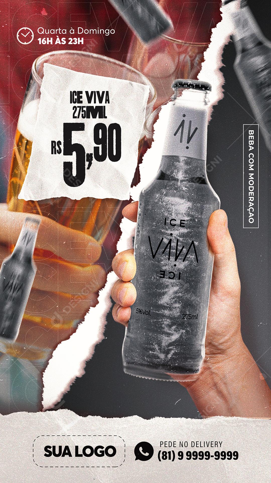 Post Story Distribuidora Bebida Ice Viva Social Media PSD Editável