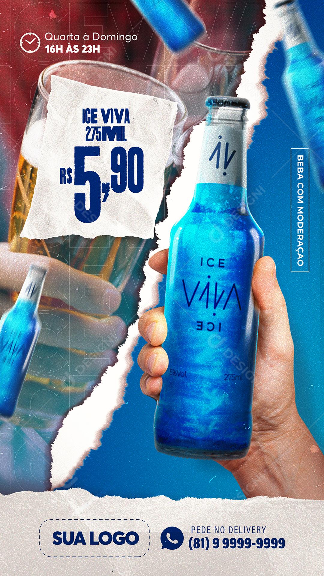 Post Story Distribuidora Bebida Ice Viva Social Media PSD Editável