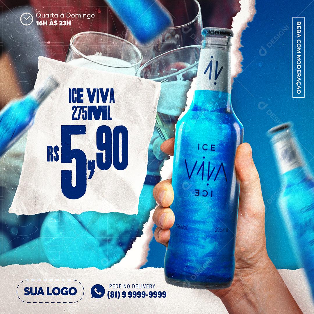 Post Feed Distribuidora Bebida Ice Viva Social Media PSD Editável