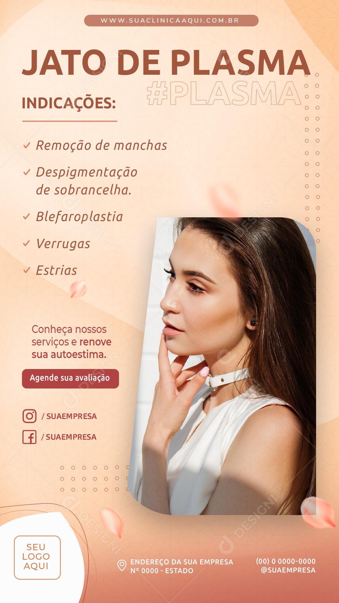 Post Story Clínica Jato de Plasta Indicações Social Media PSD Editável