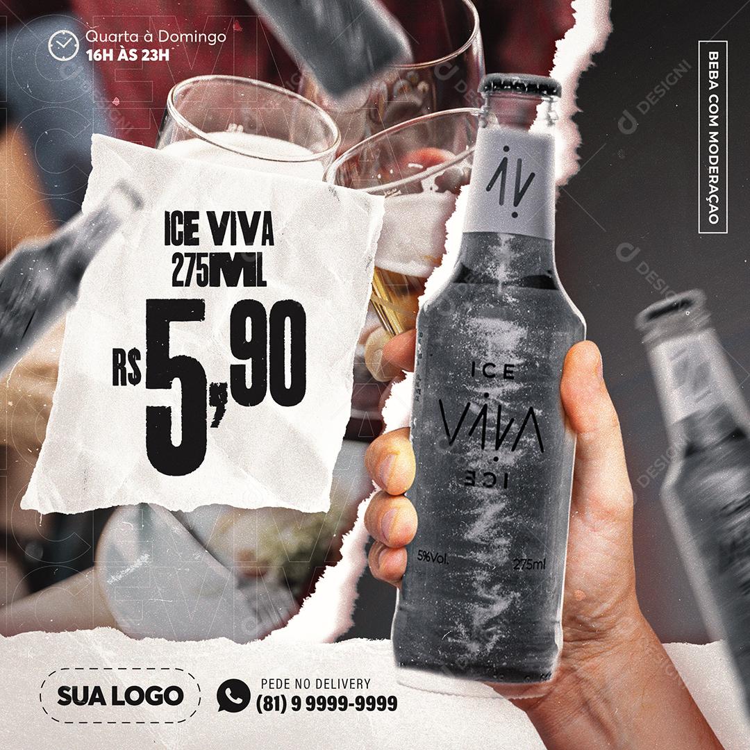 Post Feed Distribuidora Bebida Ice Viva Social Media PSD Editável