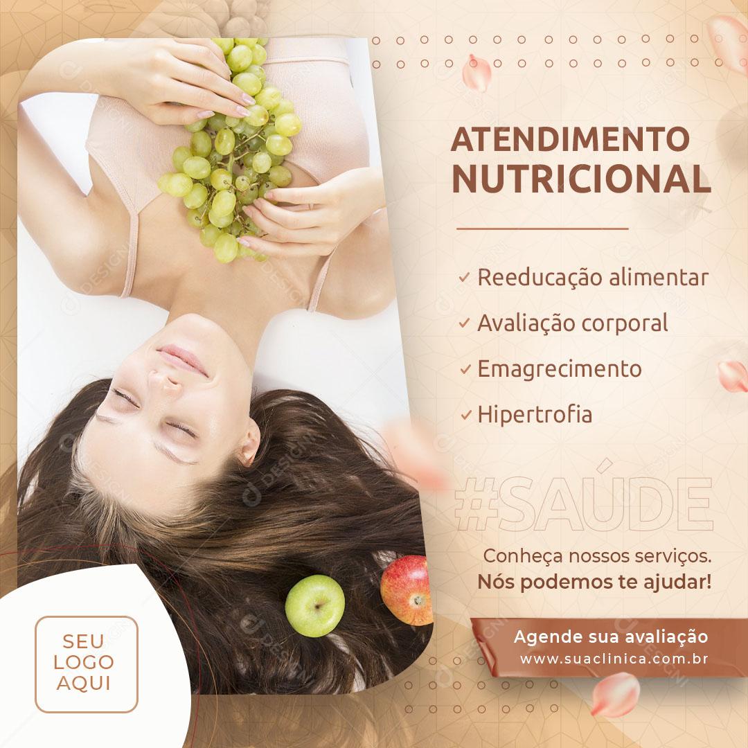 Post Feed Nutricionista Atendimento Nutricional Social Media PSD Editável